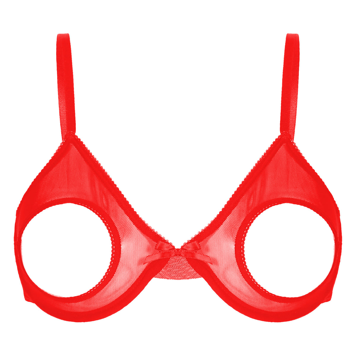 Women's Sheer Mesh Hollow Out Open Nipples Underwired Bra Tops  Push Up Unlined Bralette Bra Sexy Brassiere Balconette Underwear