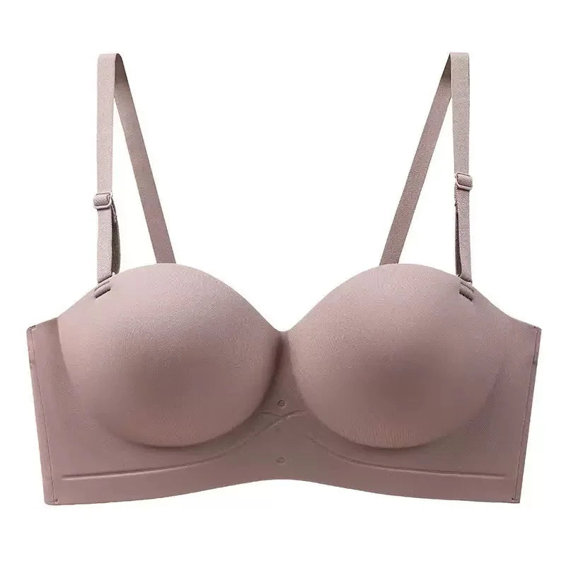 Half Cup of Scarless Suspender Bra Without Steel Rings Gathering Strapless Breasts for Women Adjustable Sexy Scarless Underwear
