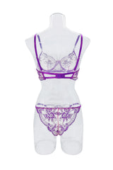 Sexy Custom Thong Name Embroidery Lingerie Set Customized Women Name Thong Sheer Bra + Brief Underwear Set Personalized Gift