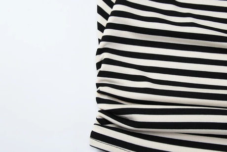 2026 New Autumn Women Vintage Striped Off Shoulder T-shirt Waist Cinching Slim Fit Daily Wear Ladies Tops