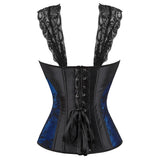 Gothic Corset Top With Straps Sexy Floral Zipper Brocade Overbust Lingerie Burlesque Body Shaper Lace Up Bustier Plus Size