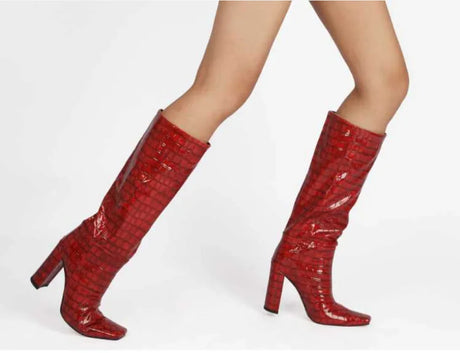 2024 NEW Fashion High Tube Knee High Boots 10cm/6.5cm Thick Heel 21 Colors Women Short Plush Boots Size 45 Winter Leather Shoes
