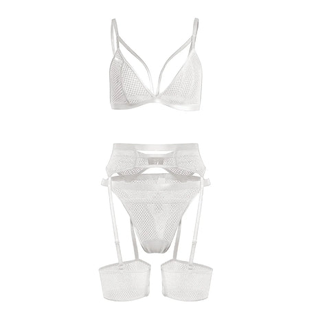 Underwire Lace Garter Lingerie Set Three Piece Womens' Erotic Underwear Sets Ladies Nightwear Intimates 3pc Lingerie Outfits