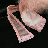 Women's Lingerie Bodysuit Rhinestone Mesh Feather Trim Sheer Teddy With Gloves Set  Sleepwear Nightwear Party Clubwear Outfit
