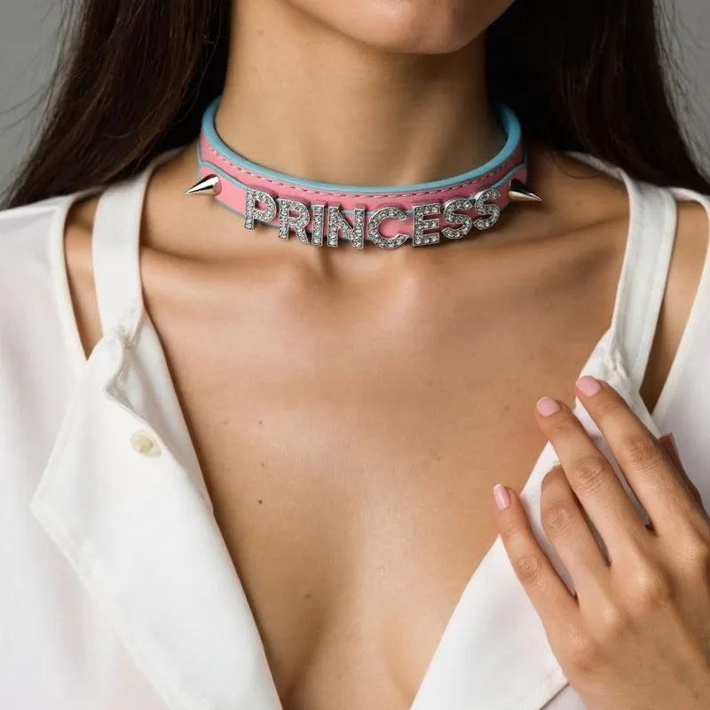 Sexy Customized Letters YES DADDY PRINCESS Rivet Spikes Collar Choker Necklace DIY Personalized Custom Chocker Cosplay Jewelry