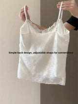 Elegant Lace White Camisole Women's Vest with Chest Pad Unique Design Inner Wear Base Top  Knot Backless Style