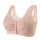FallSweet Front Closure Cotton Bra for Women Plus Size Seamless Wireless Sports Bras Thin Underwear for Middle-Aged & Elderly