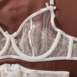 Toucheart Erotic Lingerie New French Style Lace Suspender See-through Gather Together Women Sexy Thin Pure Desire Underwear Set