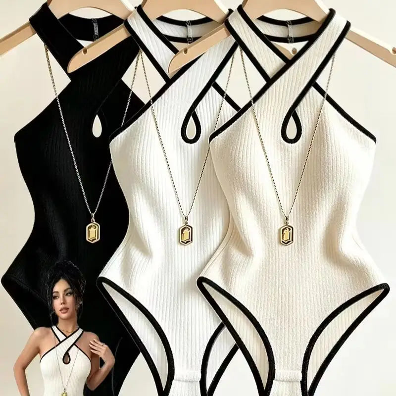 3Pcs Ladies Rib Knit Long Sleeve Bodysuit Round Neck Raglan Sleeve Slim Stretchy Basic Layering Body Tops