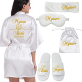 Customized Logo Wedding Date Name Bathrobe Faux Silk Bridal Robe Bride Bridesmaid Wedding Robes Woman Bachelorette Preparewear