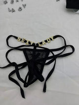Custom Name Thongs String Panties Women Personality Underwear Bikini Lace Tanga Thong Low Waist Girl Body Jewelry Birthday Gift