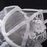 Tornova Lace Embroidery Jumpsuit For Women Mesh Patchwork See-through Sexy Hollow Out Underwear Solid Color Garters Underwear