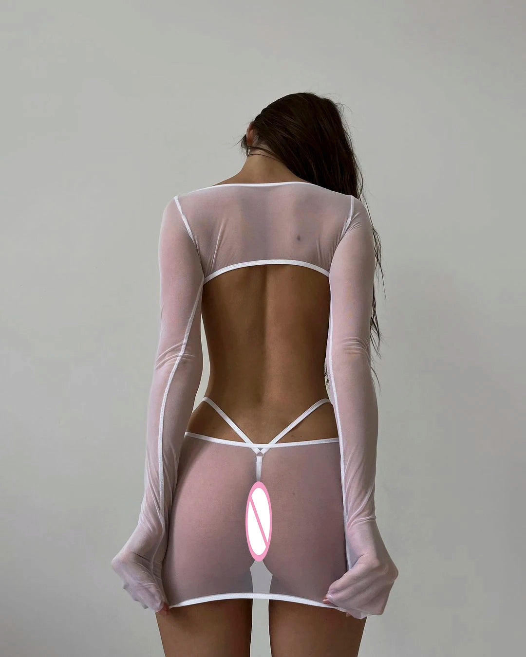 Sexy Lingerie Set Transparent Sheer Mesh Babydoll Erotic Nightwear Women Cutout Waist Lace Underwear Women's Sexy Nightie