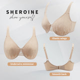 Sheroine Sexy Plus Size Minimizer Bra, Lace Underwire Non-Padded Lingerie for Women Lifting Support Comfort