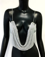 Fashion Metallic Sequins Party Tank Top Sexy Deep V Neck Backless Spaghetti Straps Sling Crop Top 2024 Rave Nightclub Camisole