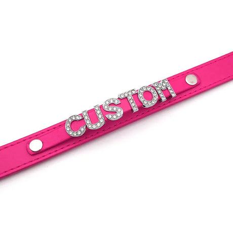 Sexy Hot Rosy Leather Customized Name Letters Collar Choker Necklace DIY Personalized Cosplay Buckle Belt Chocker Jewelry Gift