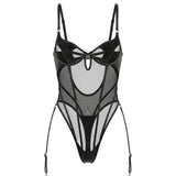 Tornova Erotic Lingerie Bodysuit Sexy Lace See-through Body Shaping Mesh Underwear Suspender Halterneck Sexy Underwear for Women