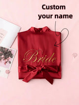 Custom Name Embroidery Satin Kimono Robe Personalized Name Bridesmaid Bride Wedding Getting Ready Morning Robe Bridal Party Gift