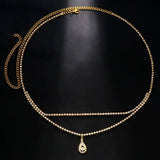 Luxury Women's Rhinestone Double Chain Water Drop Waist chain Crystal Body Belly Chain Fashion Accessory for Special Occasions