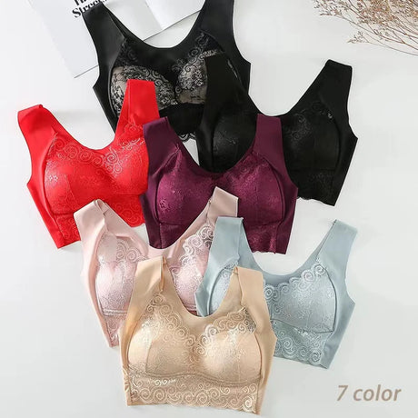 WomenBeautiful Back Bra Large Size Fat Mm Bra Gathered and Traceless Thin Cotton Strapless Underwear Without Steel Ring Vest