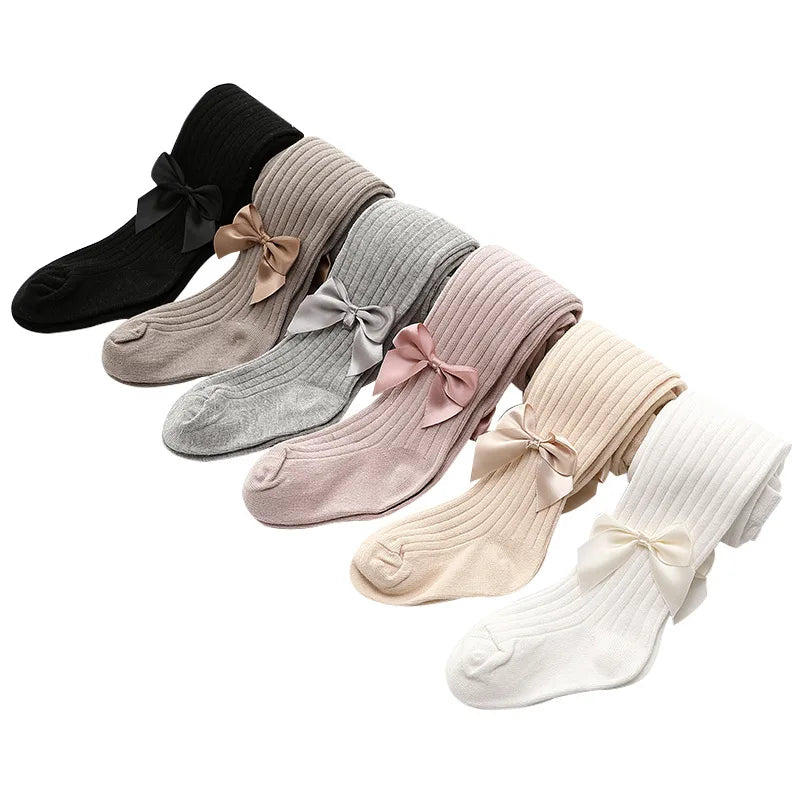 Baby Pantyhose Girls Tights Toddler Girl Winter Clothes Cute Girl Bow Pants Cotton Breathable Stockings Knit Kid Tights