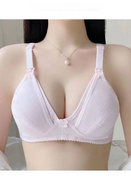 Cotton Maternity Nursing Bra Wire Free Open Breast Design Open Breast Bra Plus Size Sleep Underwear Cotton Wire Free Bra