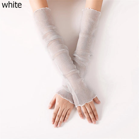Cycling Bike Thin Arm Warmers Breathable Sunscreen Long-Sleeved Sun Protection Sleeves Driving Gloves Mesh Lace Gloves