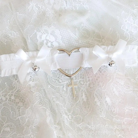 Y1AC Garter Belt for Cross Pendant Bowknot Leg Ring Thigh Sexy Harajuku