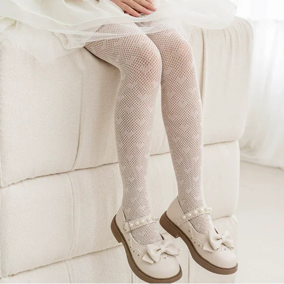Lolita Girls Vertical Stripe Lace Mesh Pantyhose Cozy Wear Resistant Elastic Knit Elegant Sweet Princess Leggings