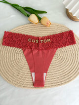 Custom Thong Crystal Letter Name G-string Women Ice Silk Panties Skin Effect Panty Seamless Knickers Girlfriend Anniversary Gift
