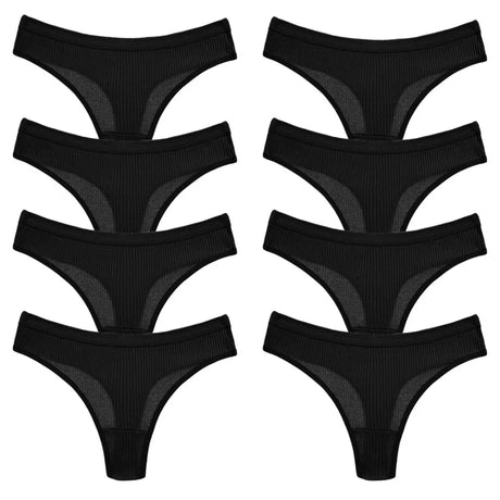 BZEL 8PCS/Set Women's Panties Cotton Thongs Female Simple Breathable Underwear Sexy Lingerie Comfortable Striped Woman G-Strings