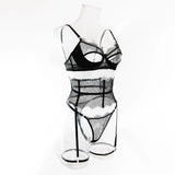 Diccvicc Eyelash Floral Lace Lingerie Cut Out Bra Wide Garter Underwear Set See Through Seductive Intimate Apparel Exotic Outfit