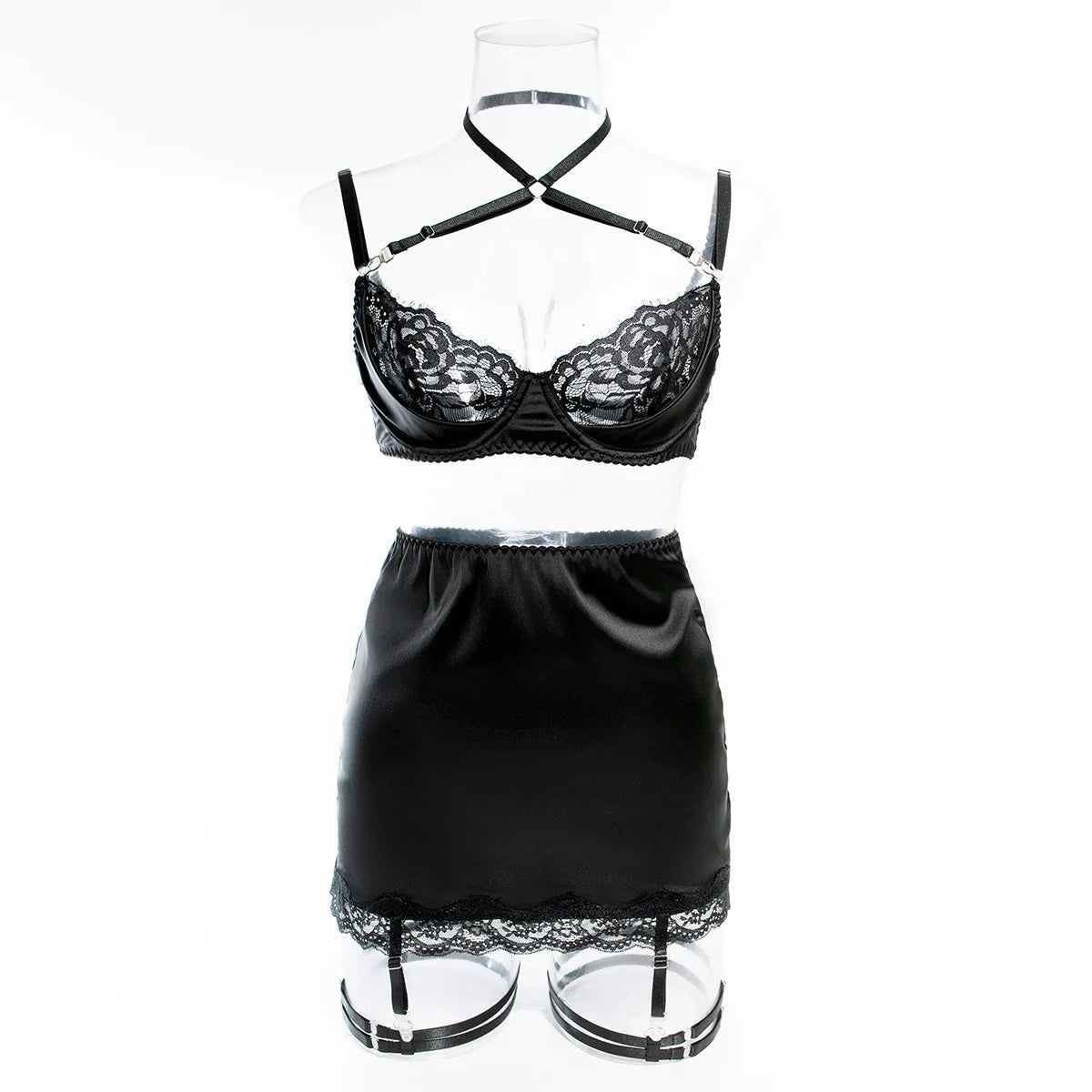 Ellolace Lace Lingeries Sexy Hot Halter Bra Heart g-String Thongs Sissy Erotic Garter Ensemble Exotic Sets Romantic Underwear