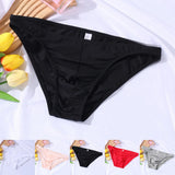 Breathable Underwear 2XL Mens Ice Silk Briefs Hotel Use Medium Stretch Polyester Fabric Solid Pattern Daily Use