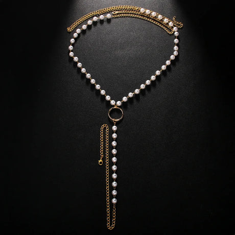 Stonefans Simple Pearl Chain Thong Panties Wasit Jewelry for Women Sexy G-String Thong Lingerie Underwear Body Chain Jewelry