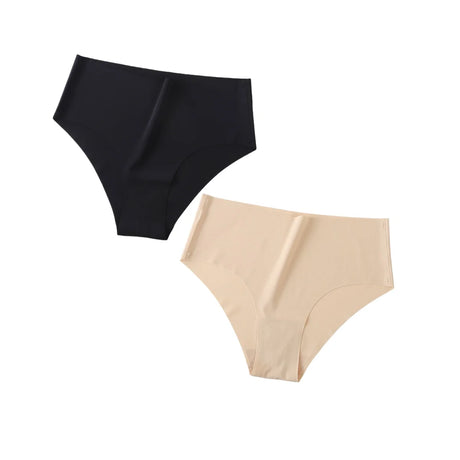 2Pcs/Set Ice Silk Panties Seamless High Waist Briefs Women Full Coverage Underwear Female Underpants No Show Sexy Lingerie XS-XL