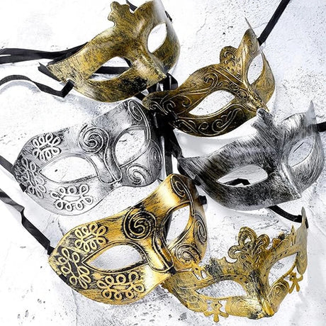 1PC Masquerade Mask Vintage Prince Mask Black Antique Copper Half Face Mask Plastic Retro Crown Masks Women Party Decoration