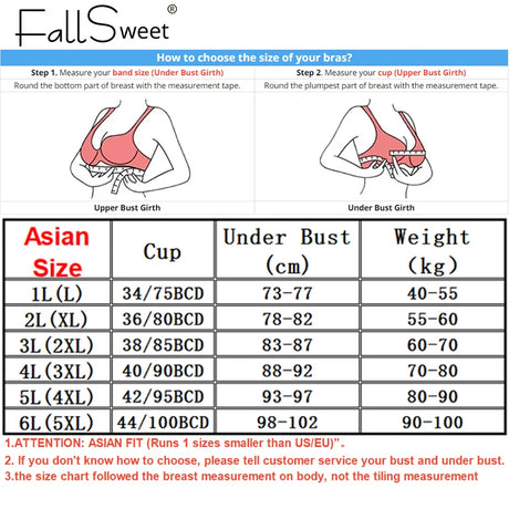 FallSweet 3PCS Lace Push Up Bras for Women Sexy Wireless Bra Ice Silk Deep V Bralette Tops Female Lingerie Mom's Underwear L-5XL