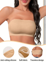 Hot Sale Seven Colors One Piece Women Seamless Strapless Bra Wireless Non-pad Bra Anti-skidding Ice Silk Traceless Strapless Bra