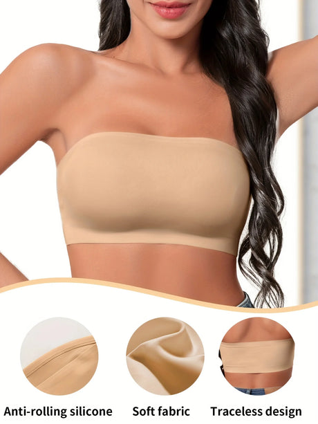 Hot Sale Seven Colors One Piece Women Seamless Strapless Bra Wireless Non-pad Bra Anti-skidding Ice Silk Traceless Strapless Bra