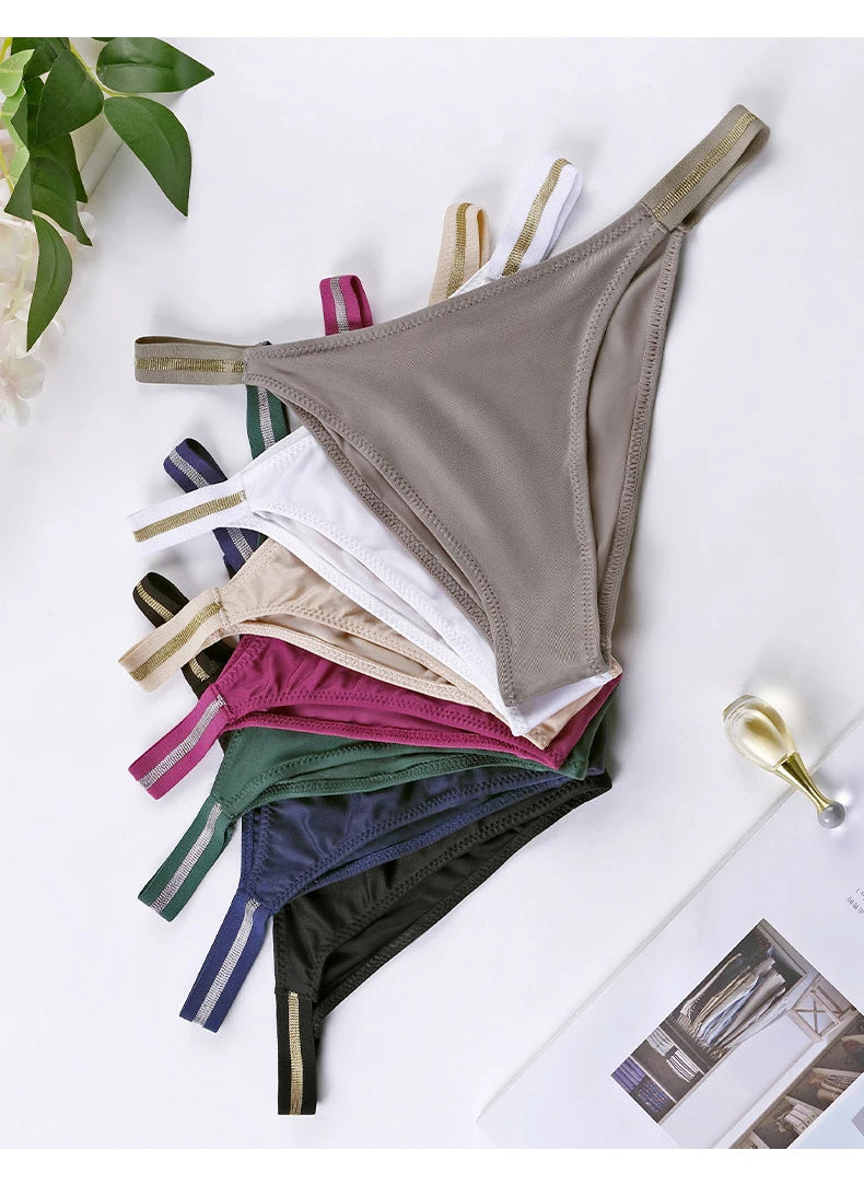 Ice Silk Thongs Women's Panties Luxury Bikini G-String Seamless Underwear Low Waist Briefs Female Underpant Pantys Sexy Lingerie