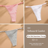 3Pcs/Set Cotton G-String Sexy Women Thong Adjustable Belt Seamless Panties Breathable Low Waist Lingerie Female Soft Solid Color