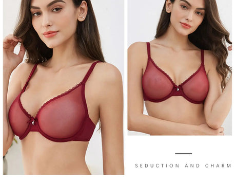 Transparent Bra Fully Sheer Mesh Bra Ultra-thin See-through Soft Underwire Bra Breathable Ultra-thin Beauty Back Sexy Bra