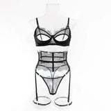 Diccvicc Eyelash Floral Lace Lingerie Cut Out Bra Wide Garter Underwear Set See Through Seductive Intimate Apparel Exotic Outfit