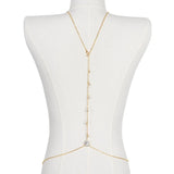 Bride Backless Rhinestone Waterdrop Body Chain Belly Waist Necklace for Women Mom Girlfriend Summer Beach Body Jewelry