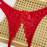 Custom Name Crystal Letter Briefs Sexy Lace Crotchless Knickers Hollow Waist Panties Open Gear Underpants Girlfriend Wife Gift