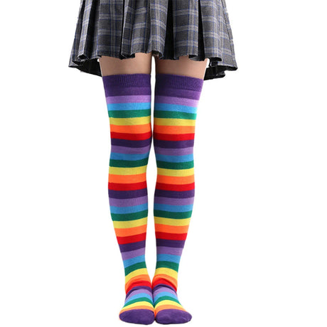 1/6 Pairs Women's Striped Stocking Japanese Over Knee Socks Fashion Women Keep Warm Slim Long Socks Black White Striped Hosiery