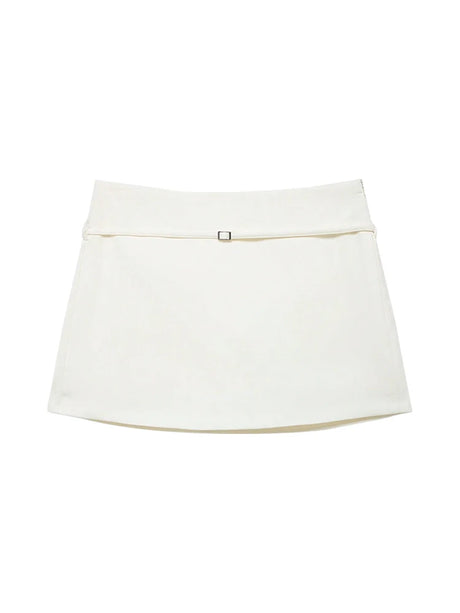 Women's Solid Color Skort with Belt Side Zipper Casual Shorts Skirts Fashionable And Stylish Women's Clothing