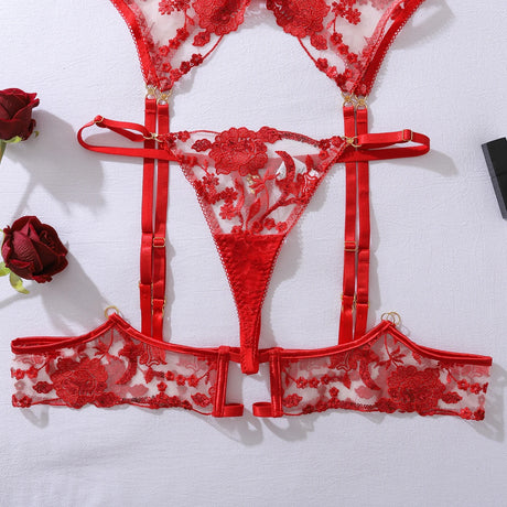 Ellolace Honey Women's Lingerie Sets Sexy Sparkling Bra 5PC Charming Jewel Boudoir Women's Underwear Burning Hot Intimate Kits