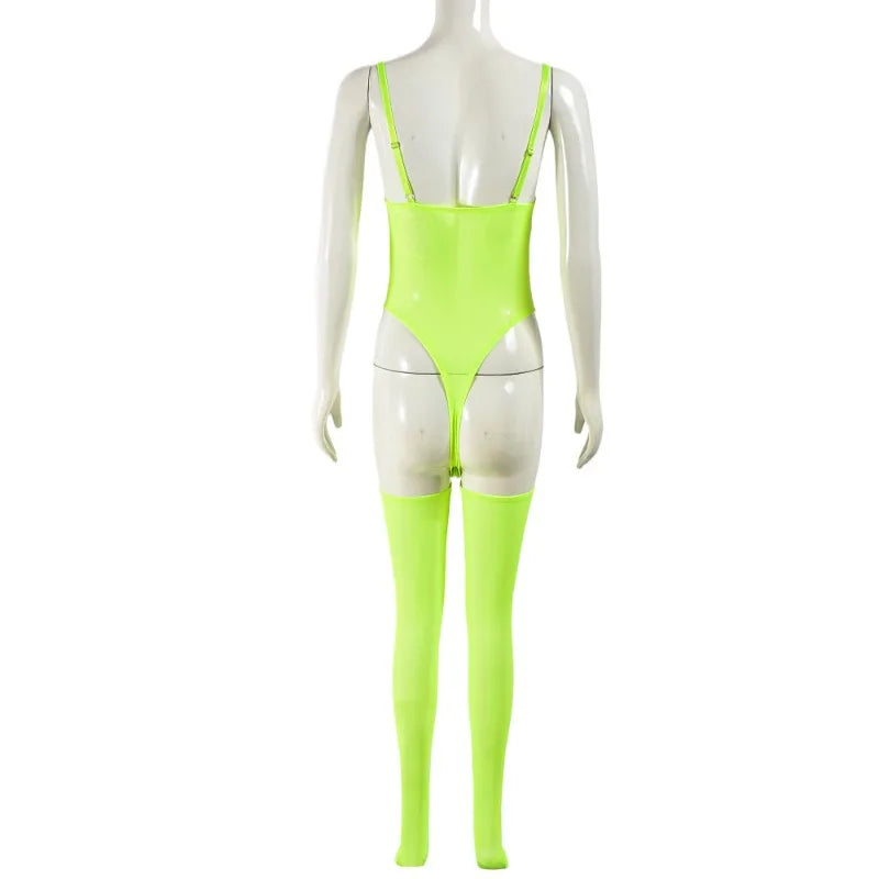 Toucheart Erotic Dress with Leg Socks Mesh See-through Patchwork Seductive Body Shaping Backless Women Intimate Hollow Dress Set